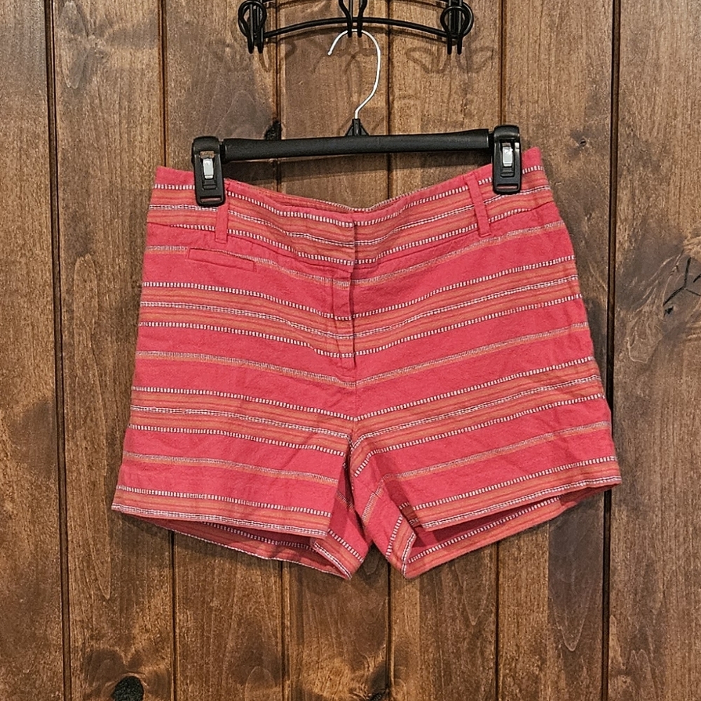 Loft Pink Patterned Boho 3" Cotton Shorts - 6